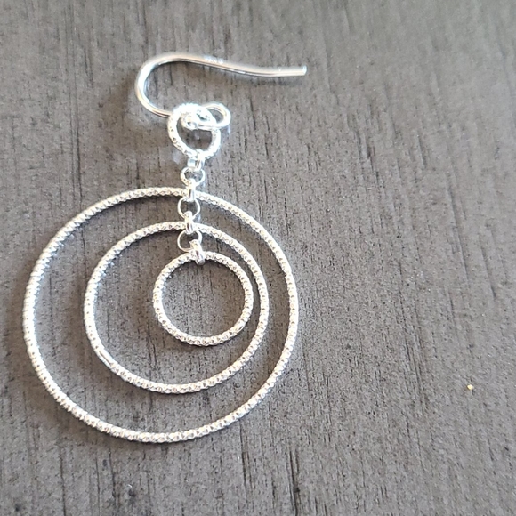 Sterling Silver Diamond Cut Orbit Drop Earrings - Picture 2 of 4